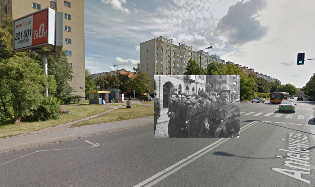 Juifs à l'angle des rues Gęsia et Smocza dans le ghetto de Varsovie