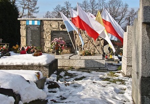 Fosse commune située dans le cimetière de Brzeźce, où sont enterrés 18 prisonniers victimes de la marche de la mort
