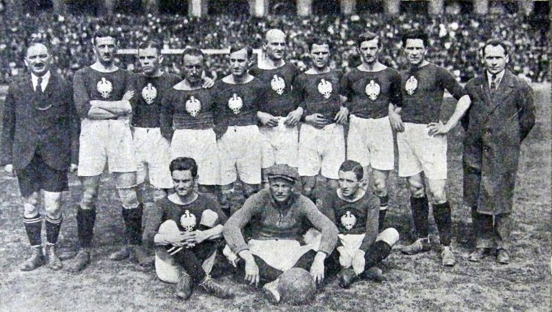 Jozef Klotz - Equipe de football de Pologne contre la Suède en 1